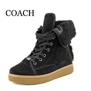 🔥New Coach Quiet Luxury Streetwear Suede high top shearling sneakers Size 9.5